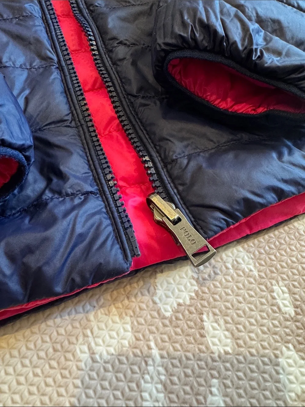 Polo Ralph Lauren Girls Reversible Puffer Jacket Pink Navy Size 5 Lightweight